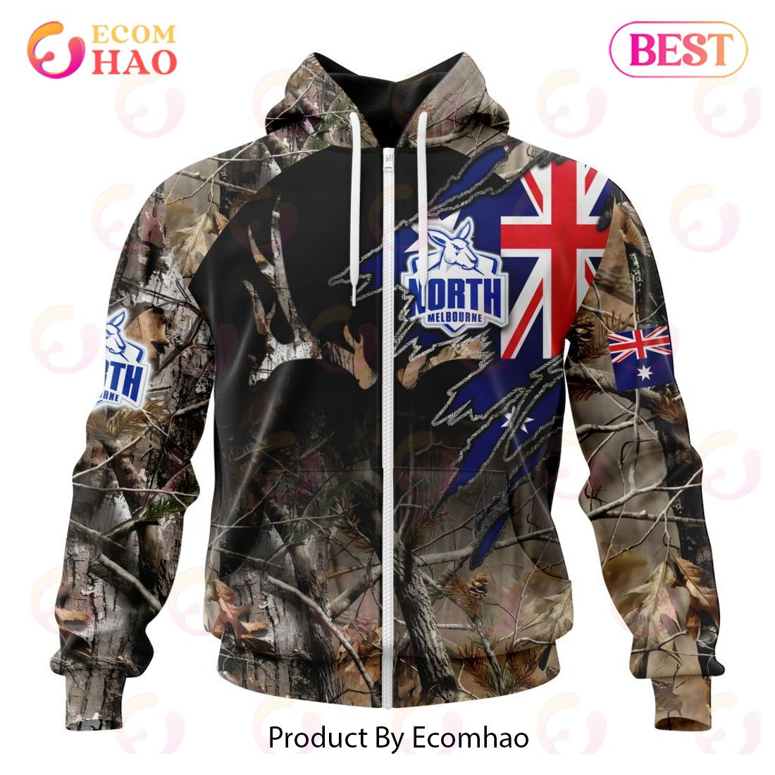 AFL North Melbourne Football Club Special Camo Realtree Hunting 3D Hoodie, Zip Hoodie, Man - Women, Warm, Premium Quality HZ0501