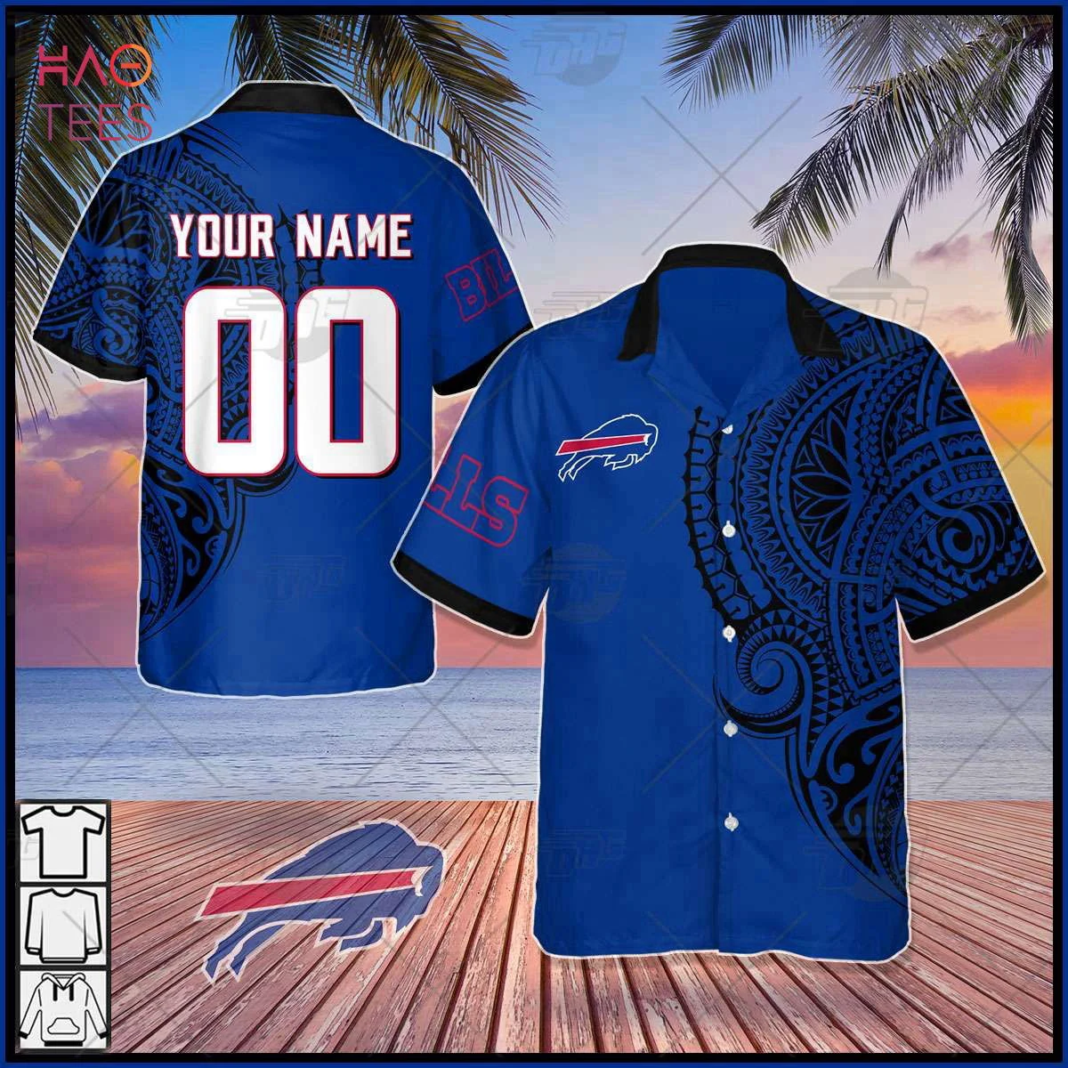 Personalize NFL Buffalo Bills Polynesian Tattoo Design Hawaiian Shirt HW0601