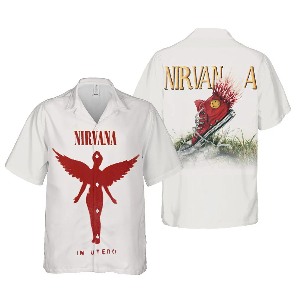 Nirvana Merch Shoes Art In Utero Poster Cuban Shirt Premium Unique Hawaiian Shirt HW0601