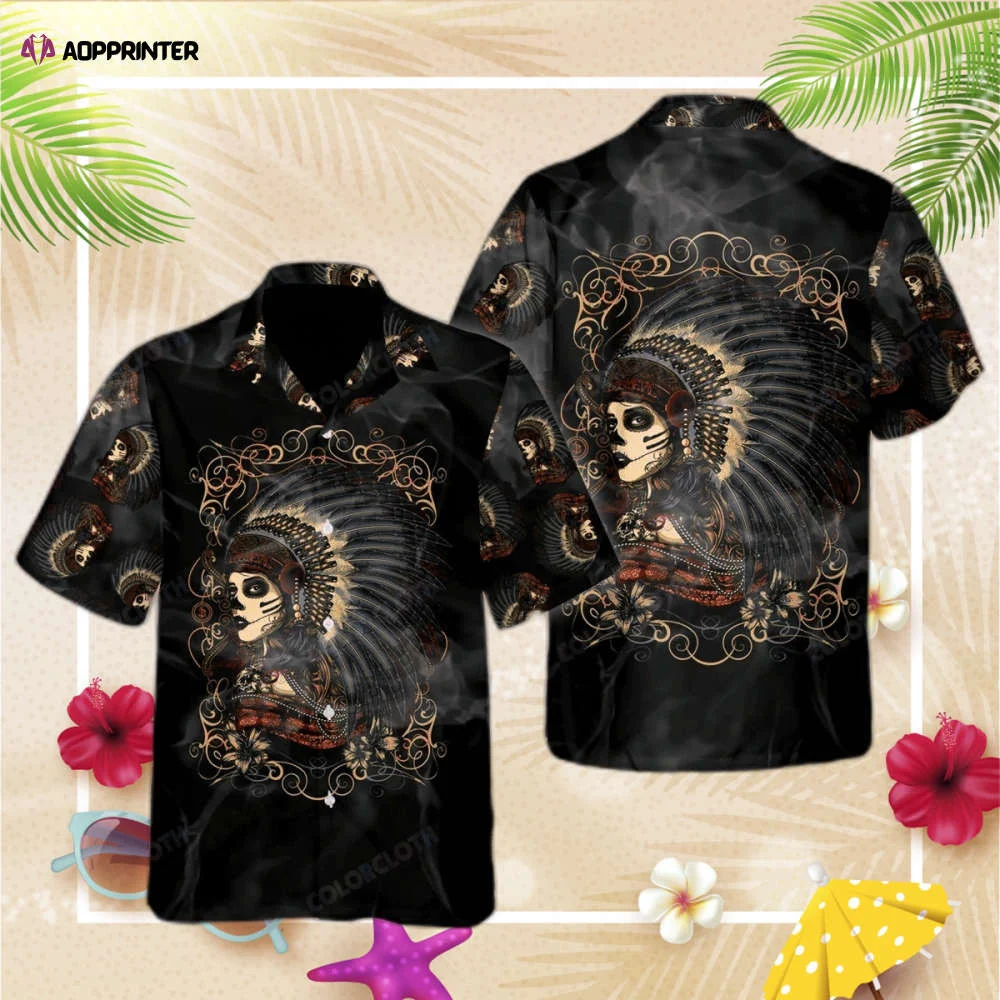 Native Girl Skull Hawaiian Shirt, Gift For Men Womens HW0601