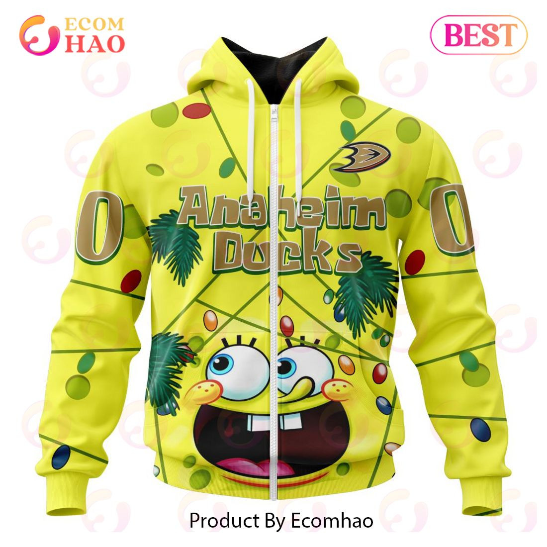 Anaheim Ducks Specialized With SpongeBob Concept 3D Hoodie, Zip Hoodie, Man - Women, Warm, Premium Quality HZ0501