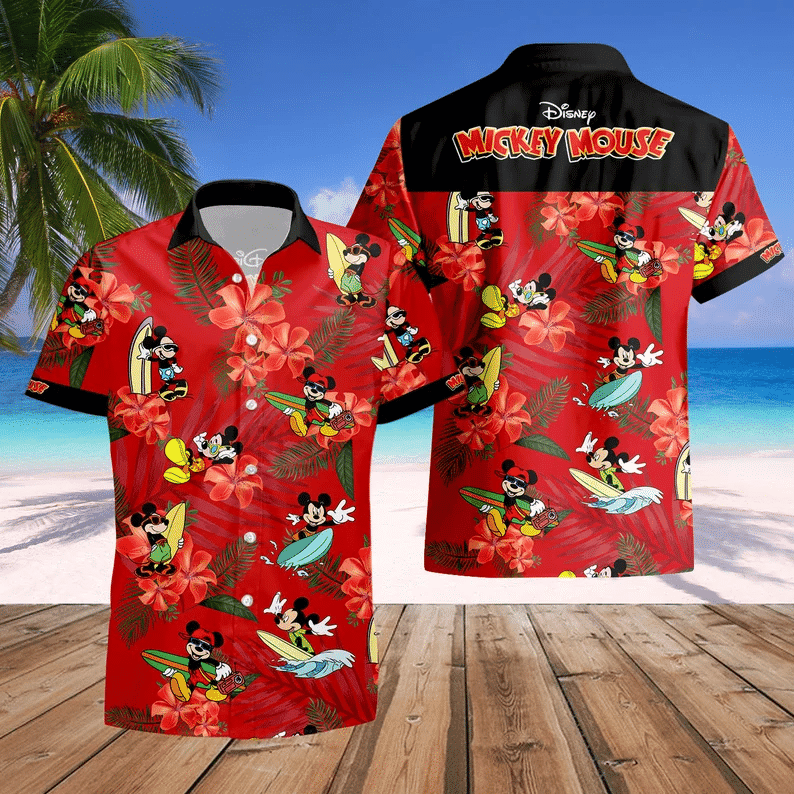 Red Mickey Mouse Costume Disney 3D Summer Hawaiian Shirt HW0601