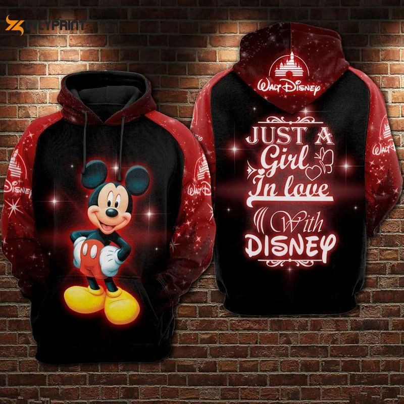 Juts A Girl In Love Mickey Over Print 3d Hoodie Zip Hoodie 618 HZ0501