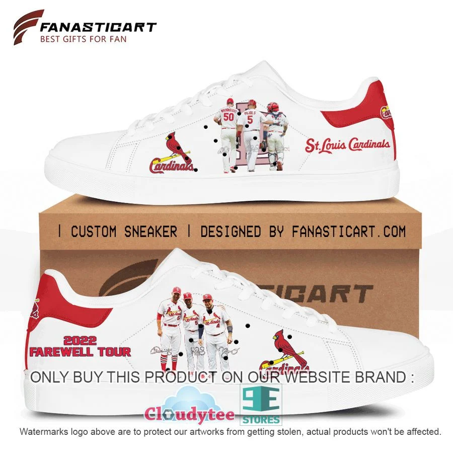 MLB St. Louis Cardinals White 2022 Farewell Tour Stan Smith Shoes , Trendy Style Sneakers ST0801