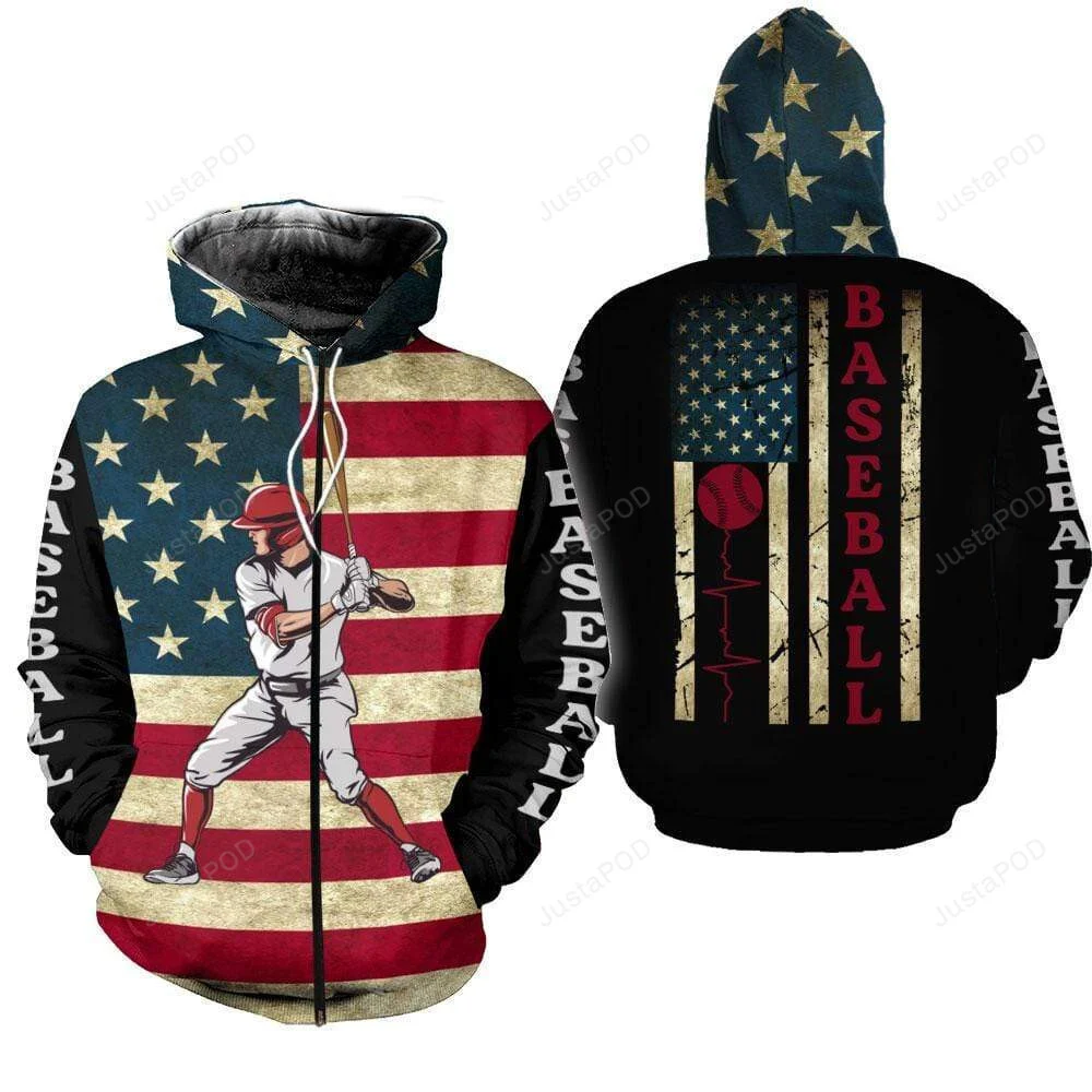 Baseball Player Flag 3D All Print Hoodie, Zip- Up Hoodie HZ0501