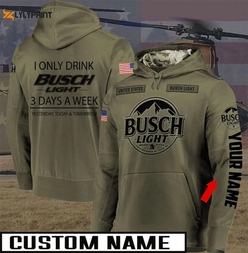 Personalized Busch Light Us Army 3D All Over Print Hoodie, Zip Hoodie HZ0501