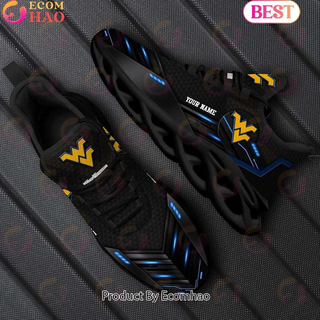 West Virginia Mountaineers Team Black Clunky Max Soul Shoes Sneakers Custom Your Name  Unisex sneakers MS0601