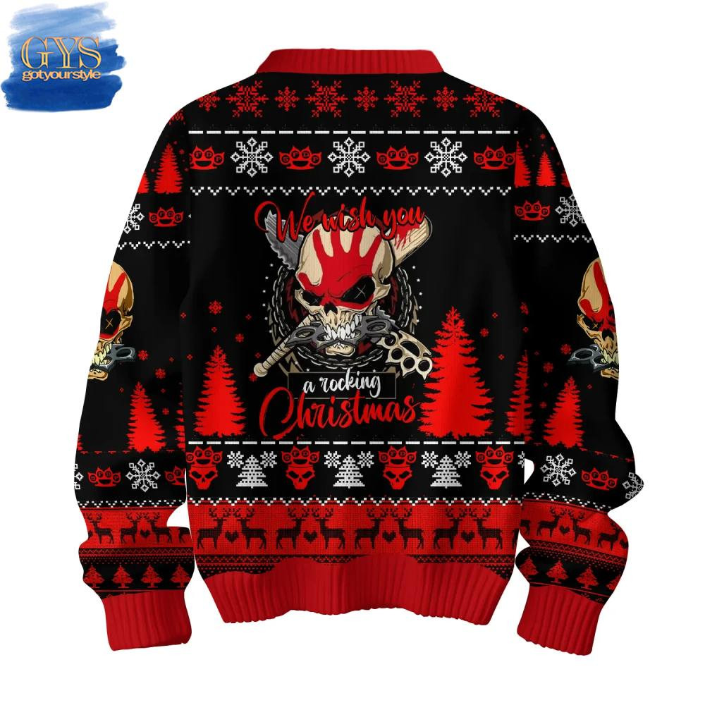 Five Finger Death Punch Rocking Christmas Limited Edition Ugly Sweater , Cozy Soft Unisex Pullover SW0601