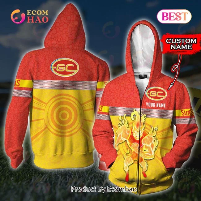 AFL Gold Coast Suns Custom Name 3D Shirt, Zip Hoodie, Man – Women, Warm, Premium Quality HZ0501
