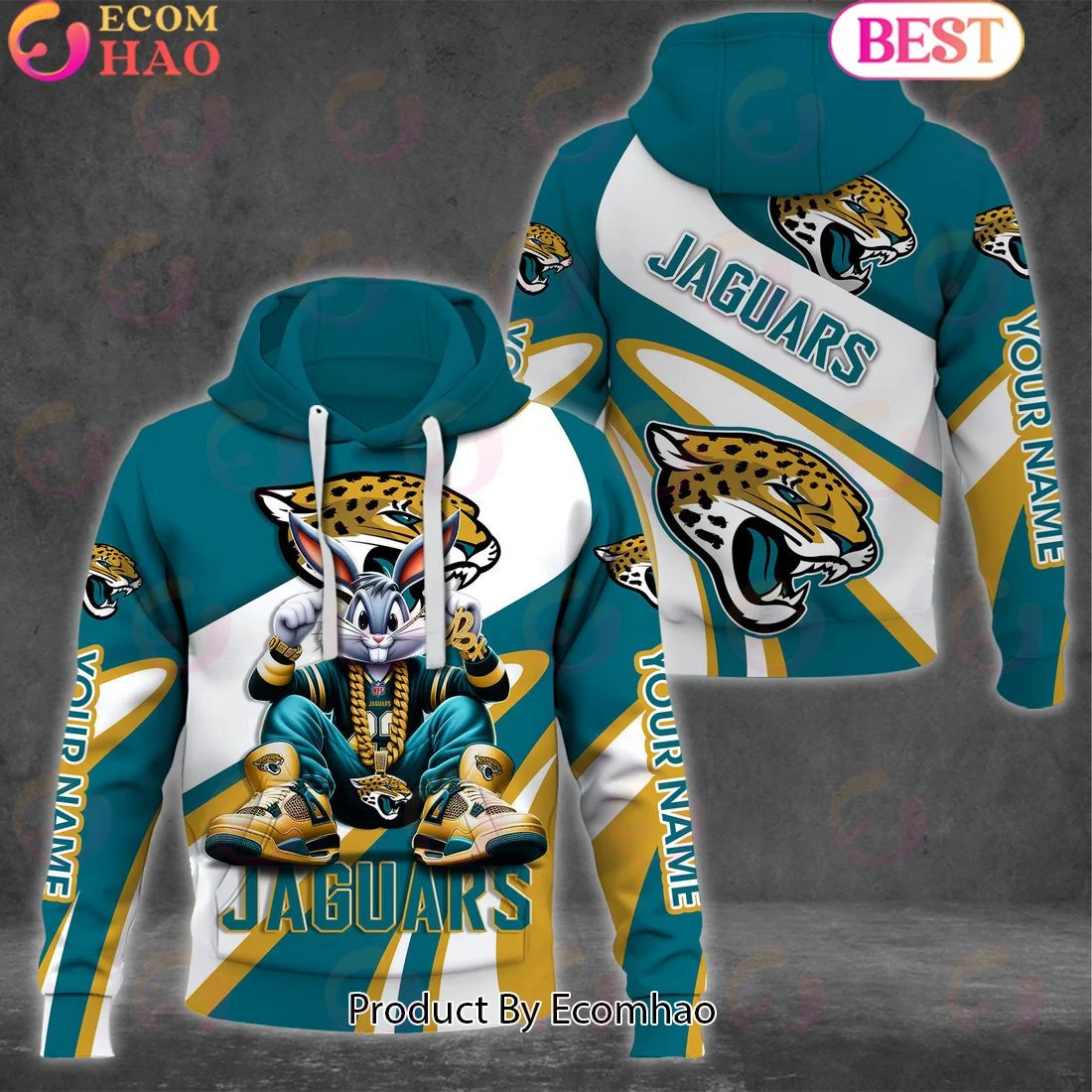 Custom Name Jacksonville Jaguars Bugs Bunny Sport Clothing 3D Hoodie, Zip Hoodie, Man - Women, Warm, Premium Quality HZ0501