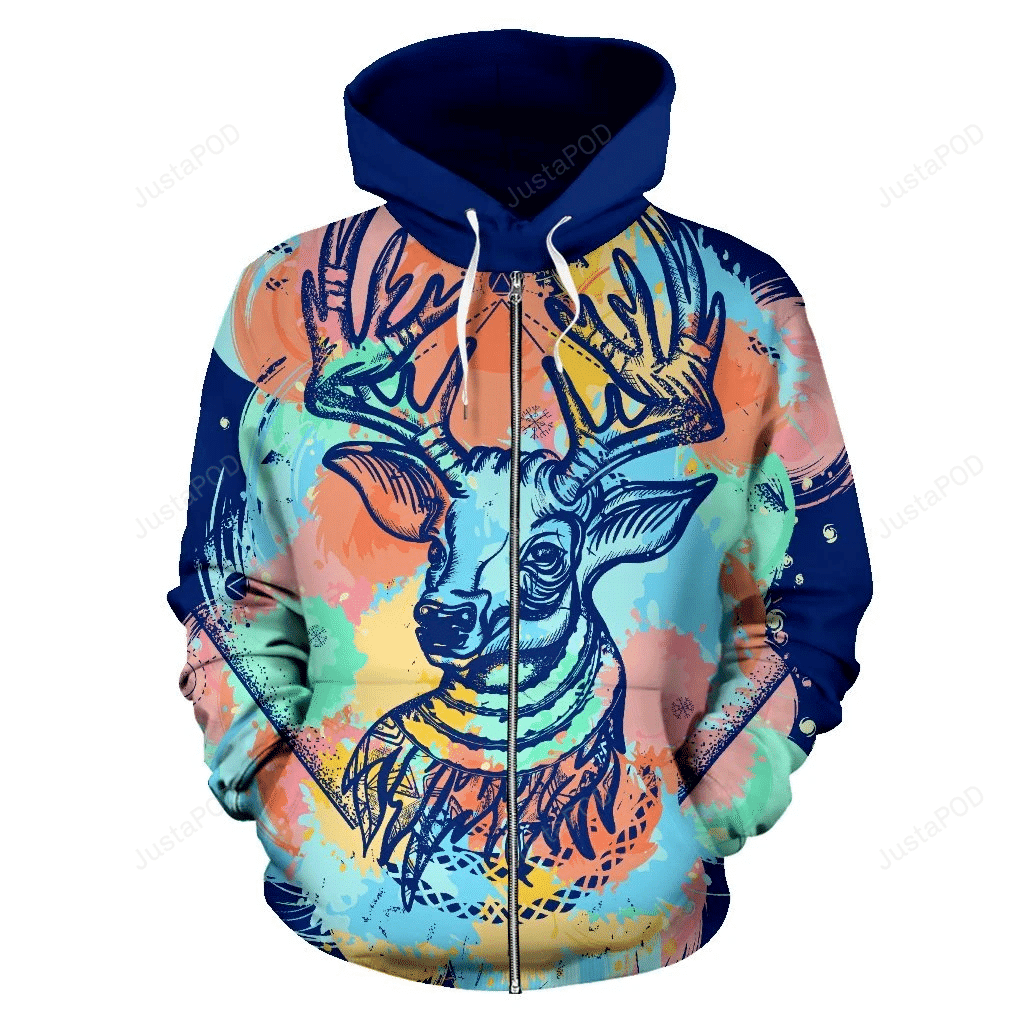 Deer 3D All Over Printed Hoodie, Zip- Up Hoodie HZ0501