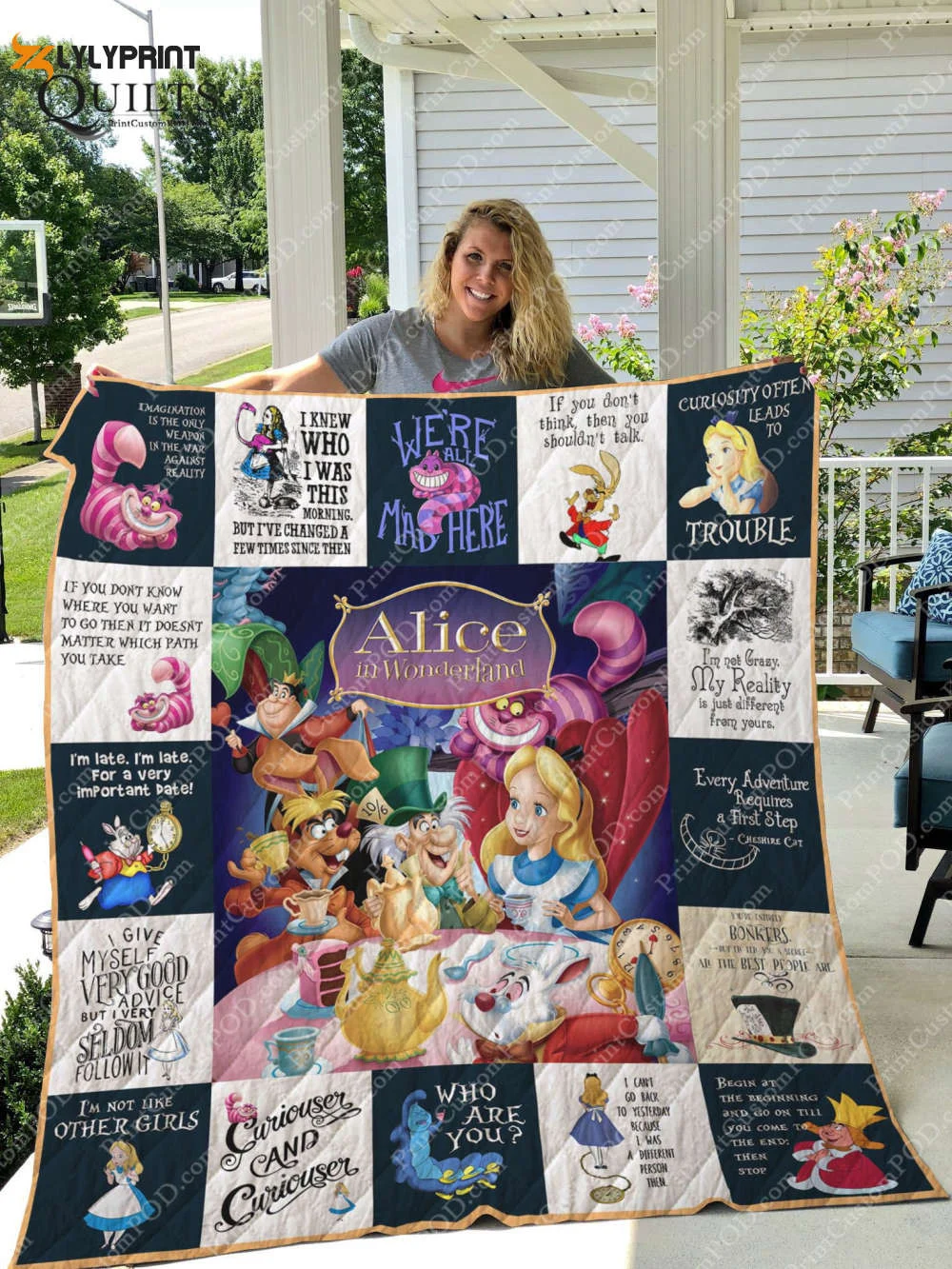 Alice In Wonderland 6 Quilt Blanket , Soft Quilt, King Size, All Season Cozy Quilt QB0901