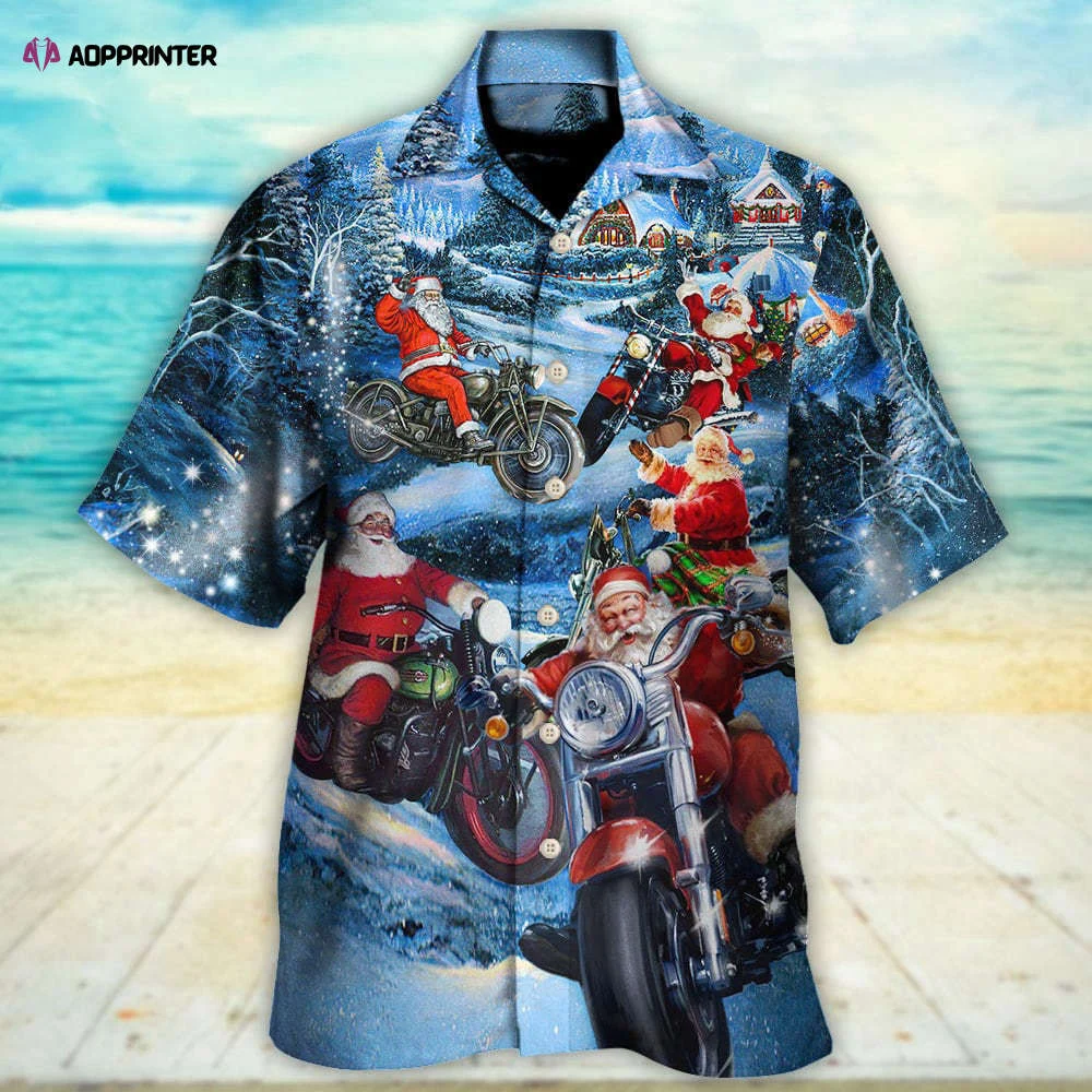 Christmas Driving Motorcycle With Santa In Town Hawaiian Shirt HW0601