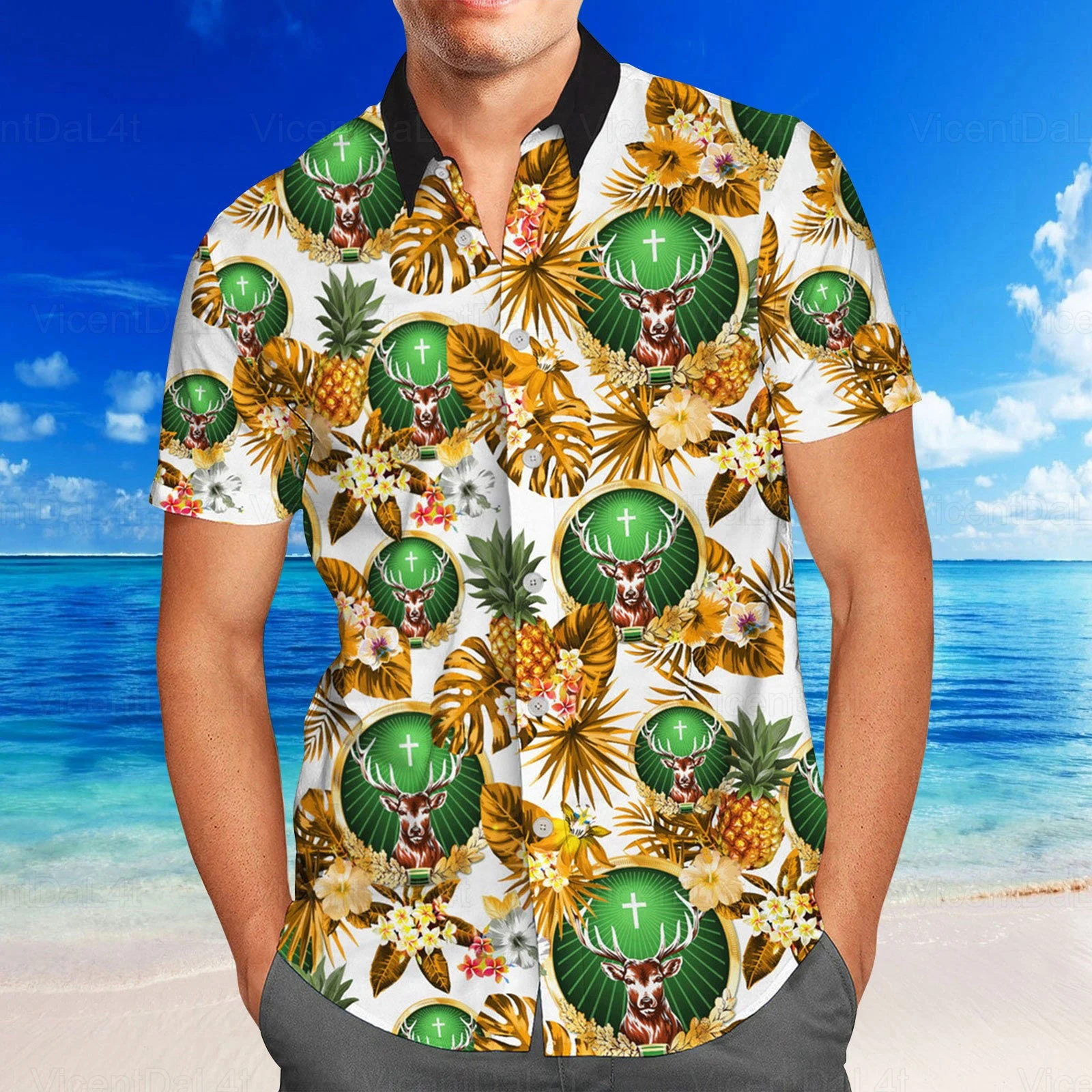 Jagermeister Gifts Button Up Shirts Aloha Shirts Men Wine Lover Shirts HW0601
