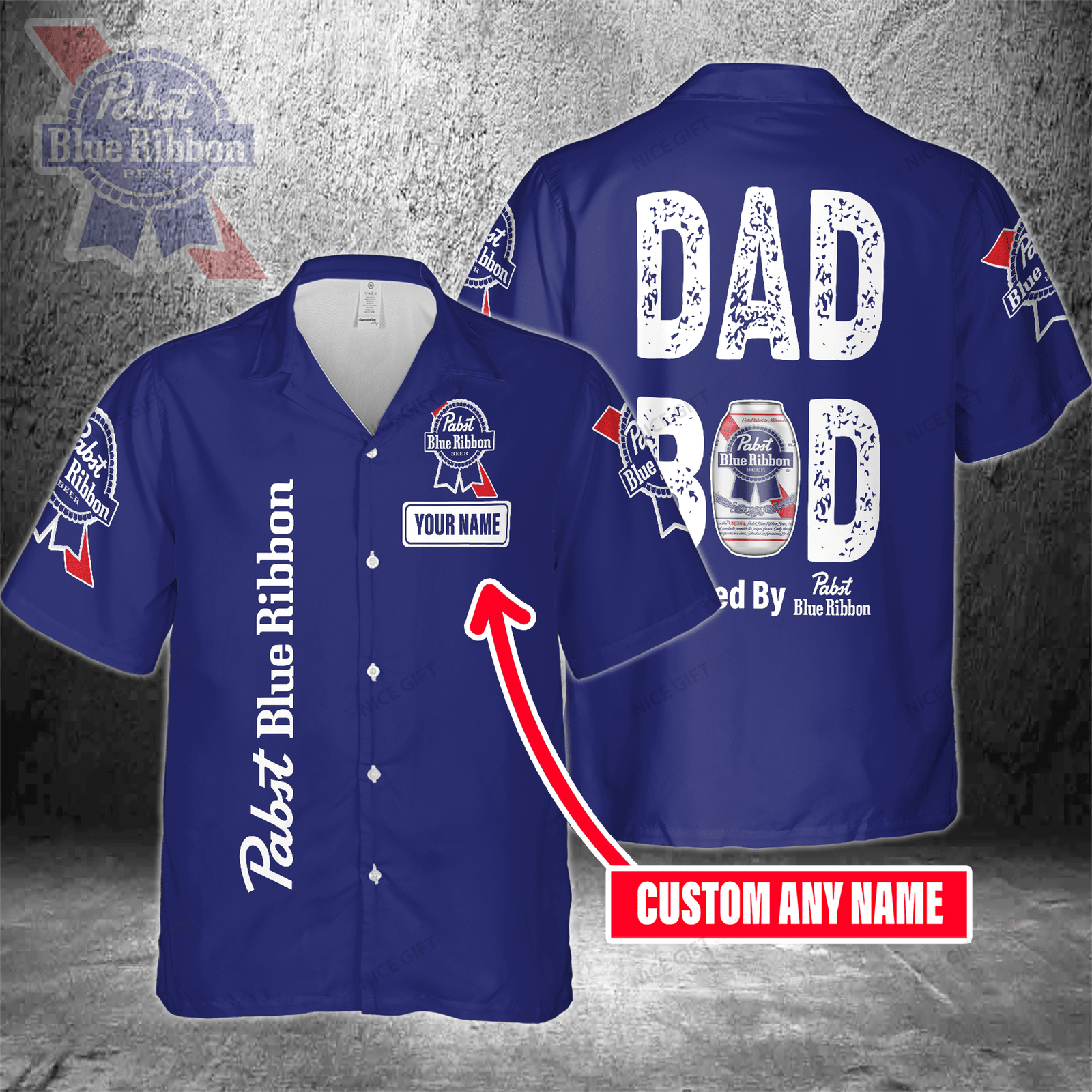Dad Bod Powered By Pabst Blue Ribbon Custom Name Hawaiian Shirt For Men And Women HW0601