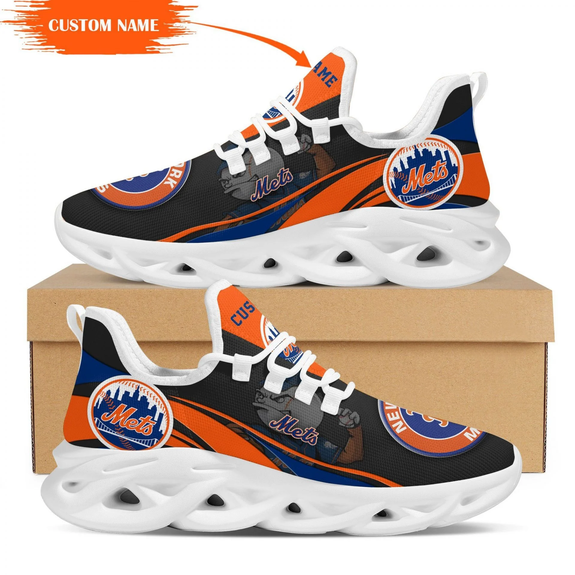 MLB New York Mets Custom Name Max Soul Shoes V3 Unisex Women Men MS0601