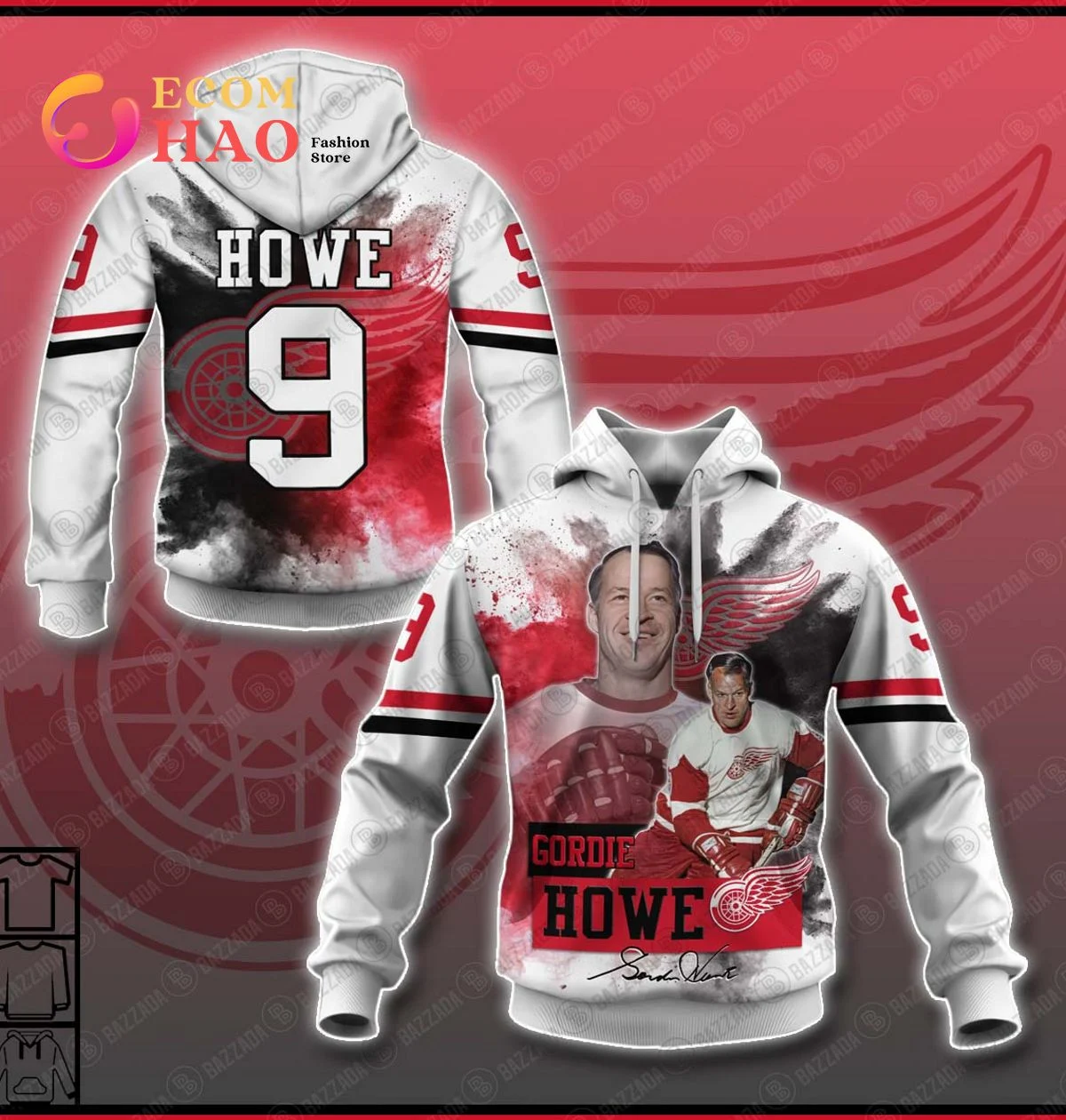 3D Hoodie Gordie Howe 9 Detroit Red Wings, Zip Hoodie, Man - Women, Warm, Premium Quality HZ0501