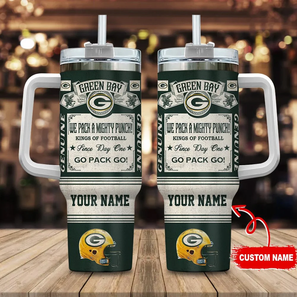 Green Bay Packers Vintage King of Football Custom Name 40oz Stanley Tumbler - Perfect Gift for Fans 0501TB40