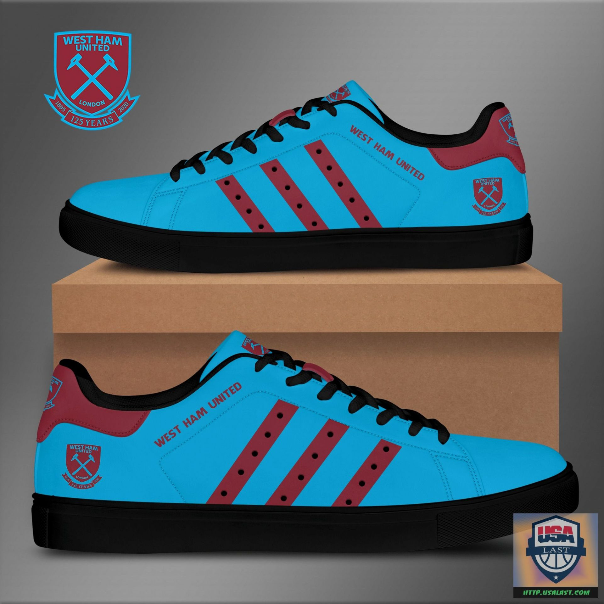 Custom West Ham United FC Blue Brown Stan Smith Shoes, Trendy Style Sneakers ST0801