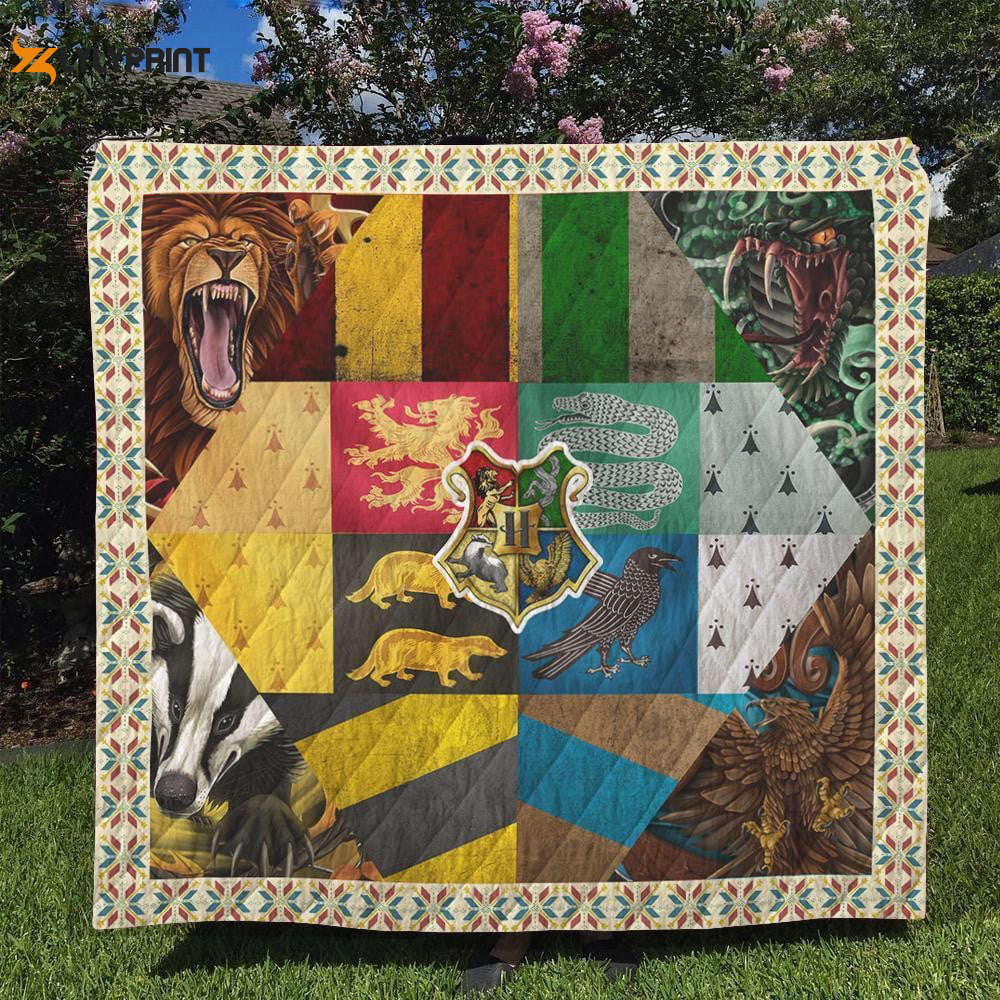 Hogwarts Logo Harry Potter 3D Customize Quilt Blanket For Fans Home Decor Gift ,  Soft Quilt, King Size, All Season Cozy Quilt QB0901