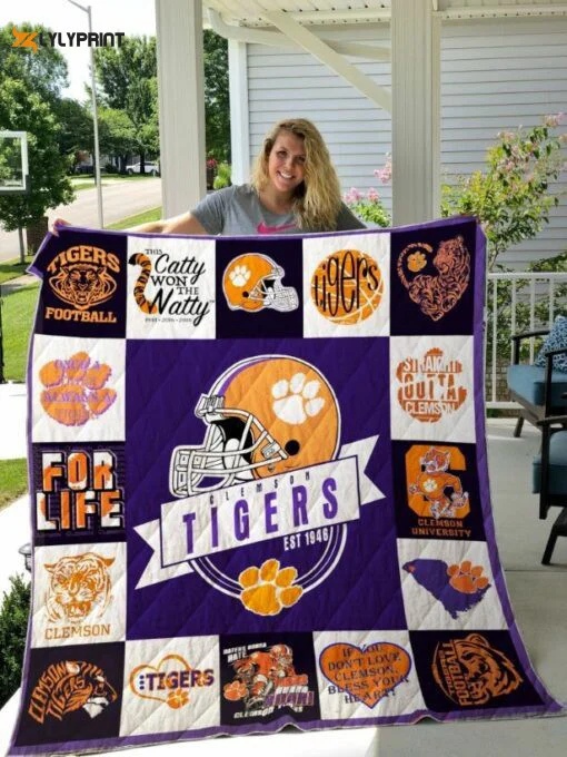 Clemson Tigers 2 Quilt Blanket For Fans Home Decor Gift , Soft Quilt, King Size, All Season Cozy Quilt QB0901