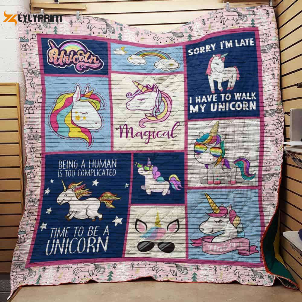 Time To Beunicorn 3D Customized Quilt Blanket For Fans Home Decor Gift ,  Soft Quilt, King Size, All Season Cozy Quilt QB0901
