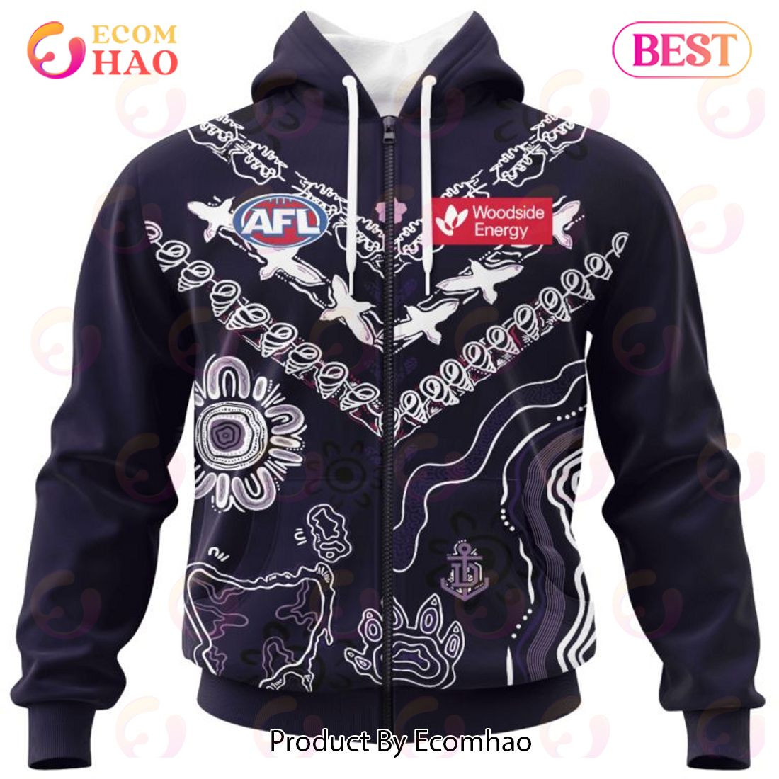 AFL Fremantle Dockers Special Indigenous Design 3D Hoodie, Zip Hoodie, Man - Women, Warm, Premium Quality HZ0501