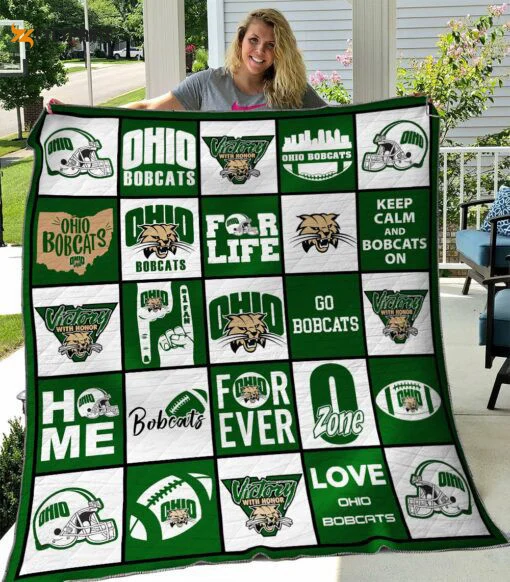 Ohio Bobcats 2 Quilt Blanket For Fans Home Decor Gift ,  Soft Quilt, King Size, All Season Cozy Quilt QB0901