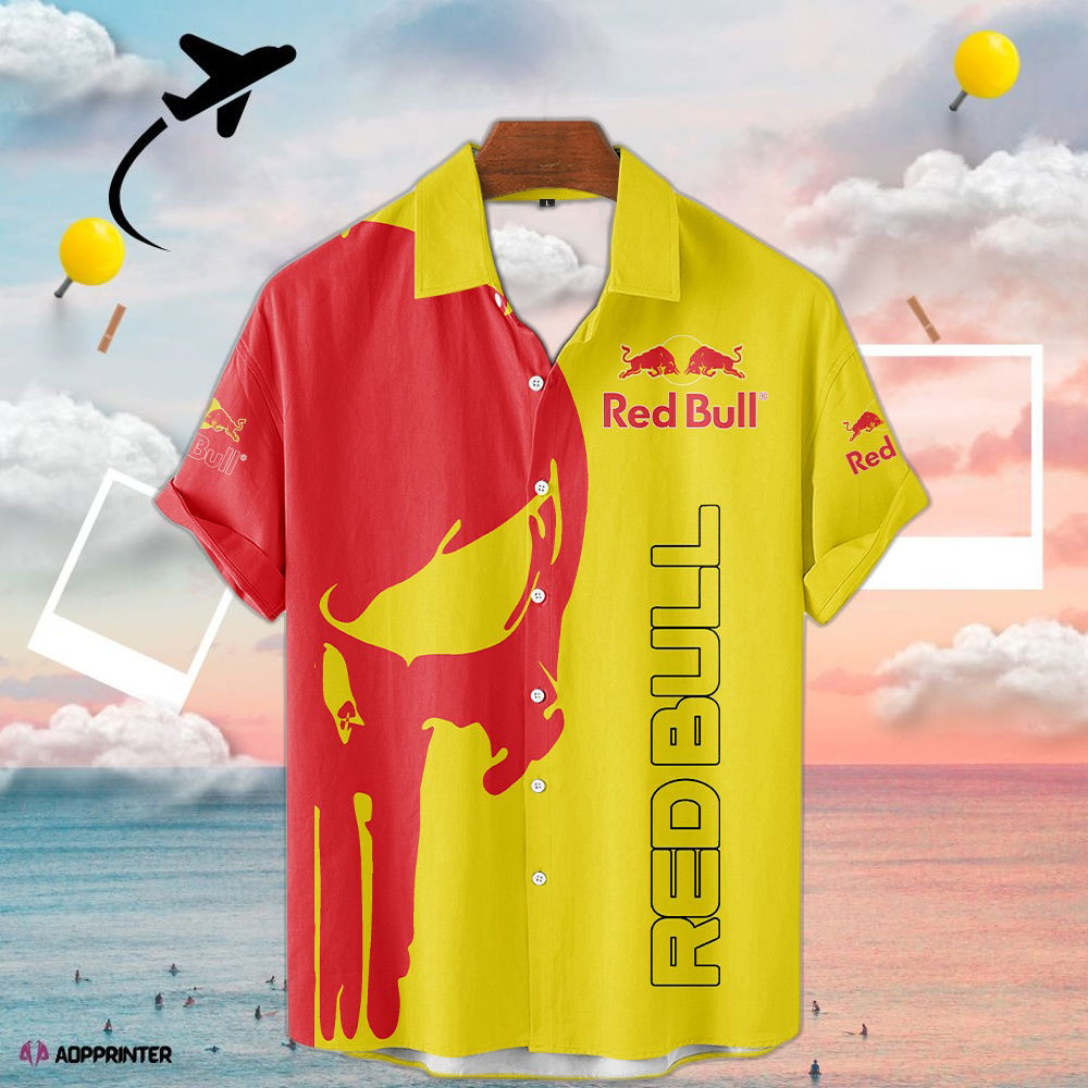 Skull Red Yellow Red Bull Full Printing Hawaiian Shirt HW0601