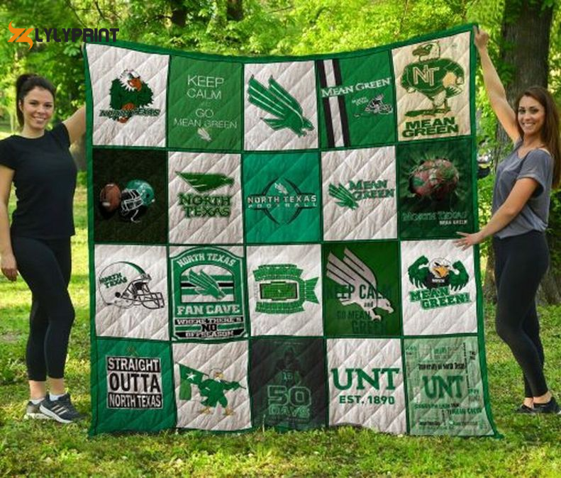 North Texas Mean Green Quilt Blanket For Fans Home Decor Gift , Soft Quilt, King Size, All Season Cozy Quilt QB0901