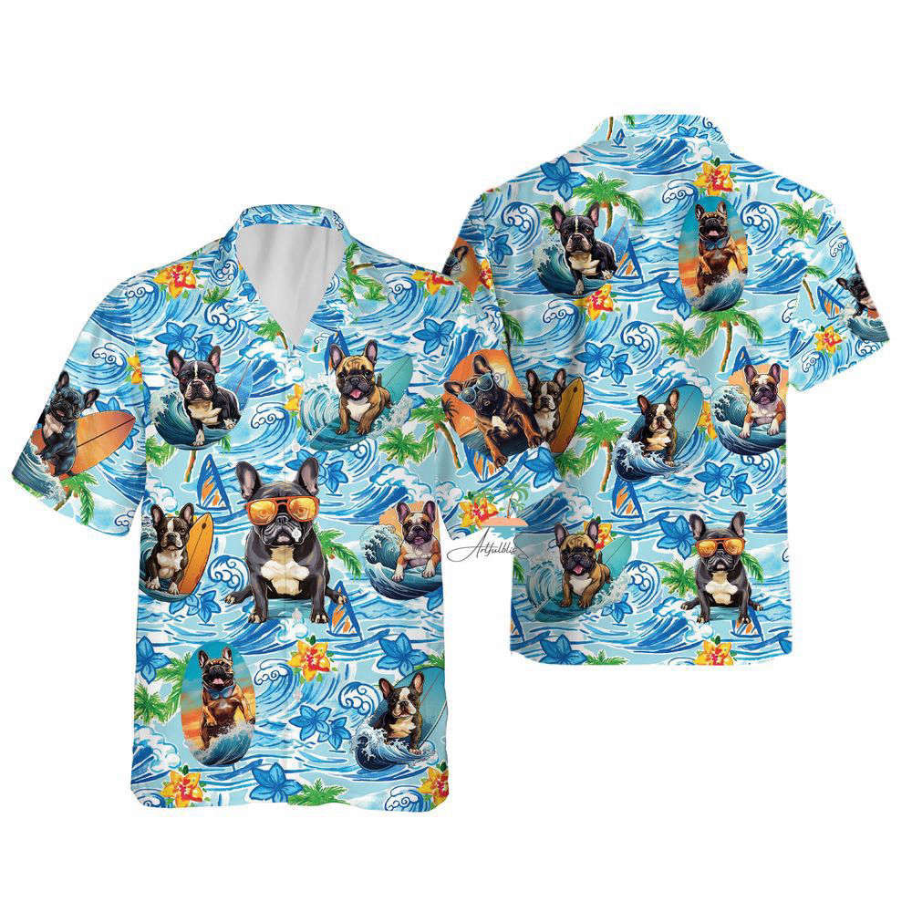 Tropical Flowers Bulldog Hawaiian Shirt, Gift For Men And Women HW0601