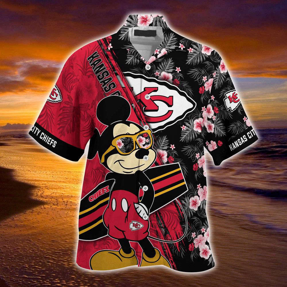 Kansas City Chiefs NFL-Summer Hawaii Shirt Mickey And Floral Pattern For Sports Fans HW0601