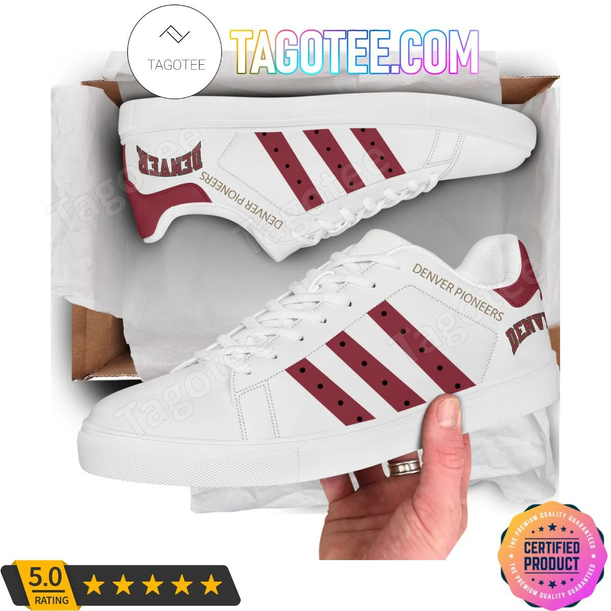NCAA Denver Pioneers White Stan Smith Shoes , Trendy Style Sneakers ST0801