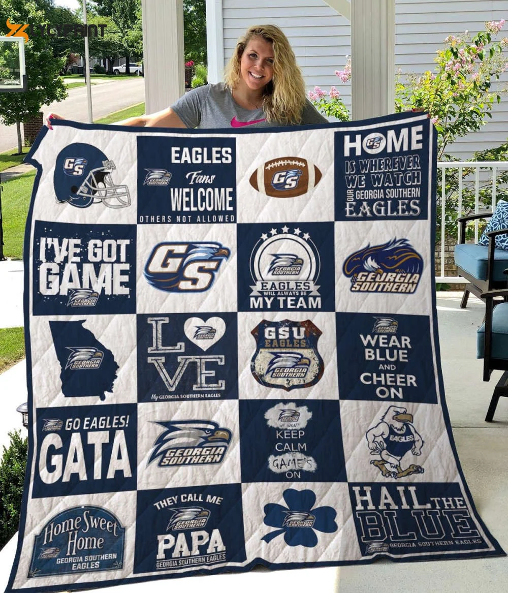 Georgia Southern Eagles 1 Quilt Blanket For Fans Home Decor Gift , Soft Quilt, King Size, All Season Cozy Quilt QB0901