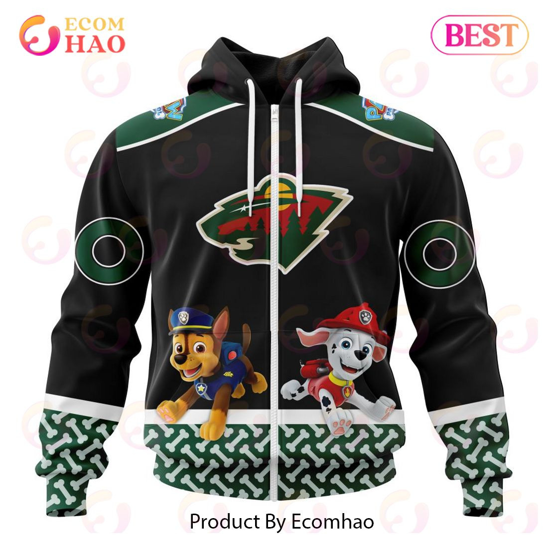 Minnesota Wild Special Paw Patrol Design 3D Hoodie, Zip Hoodie, Man - Women, Warm, Premium Quality HZ0501