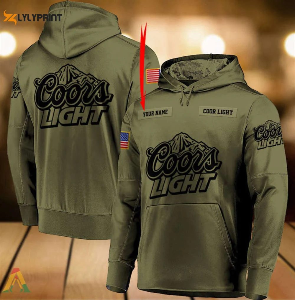 Personalized Military Green Coors Light 3D All Over Print Hoodie, Zip Hoodie HZ0501
