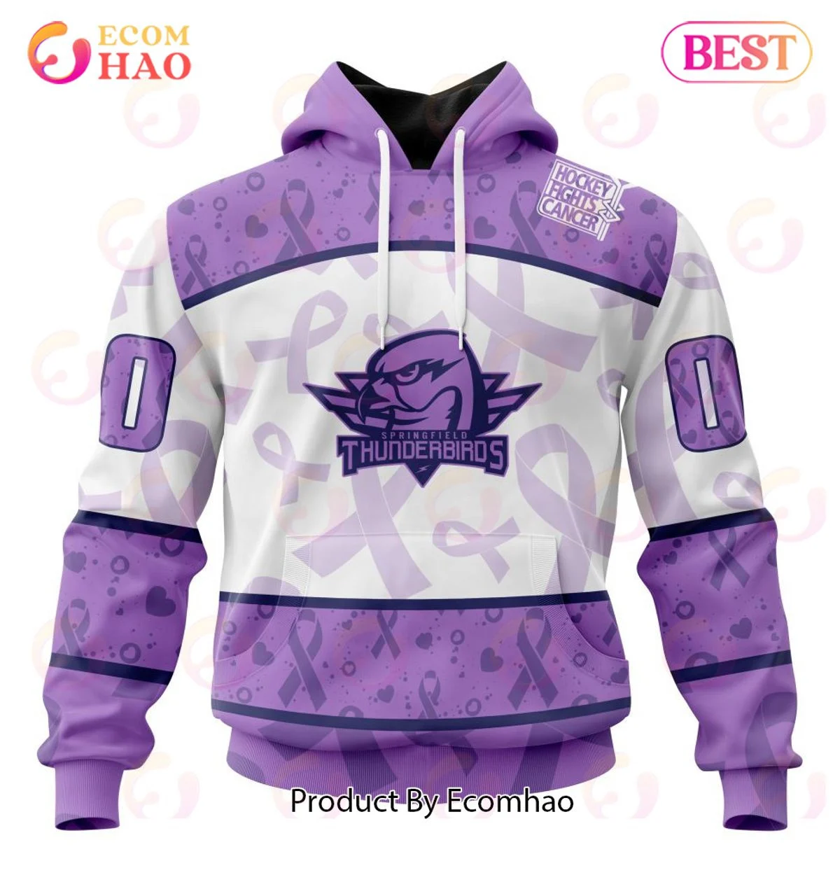 AHL Springfield Thunderbirds Special Lavender Fight Cancer 3D Hoodie, Zip Hoodie, Man - Women, Warm, Premium Quality HZ0501