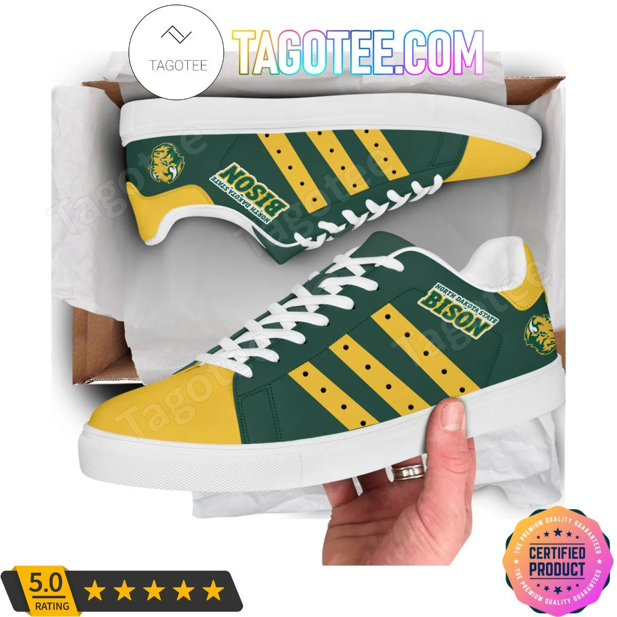 NCAA North Dakota State Bison Green Yellow Stan Smith Shoes , Trendy Style Sneakers ST0801