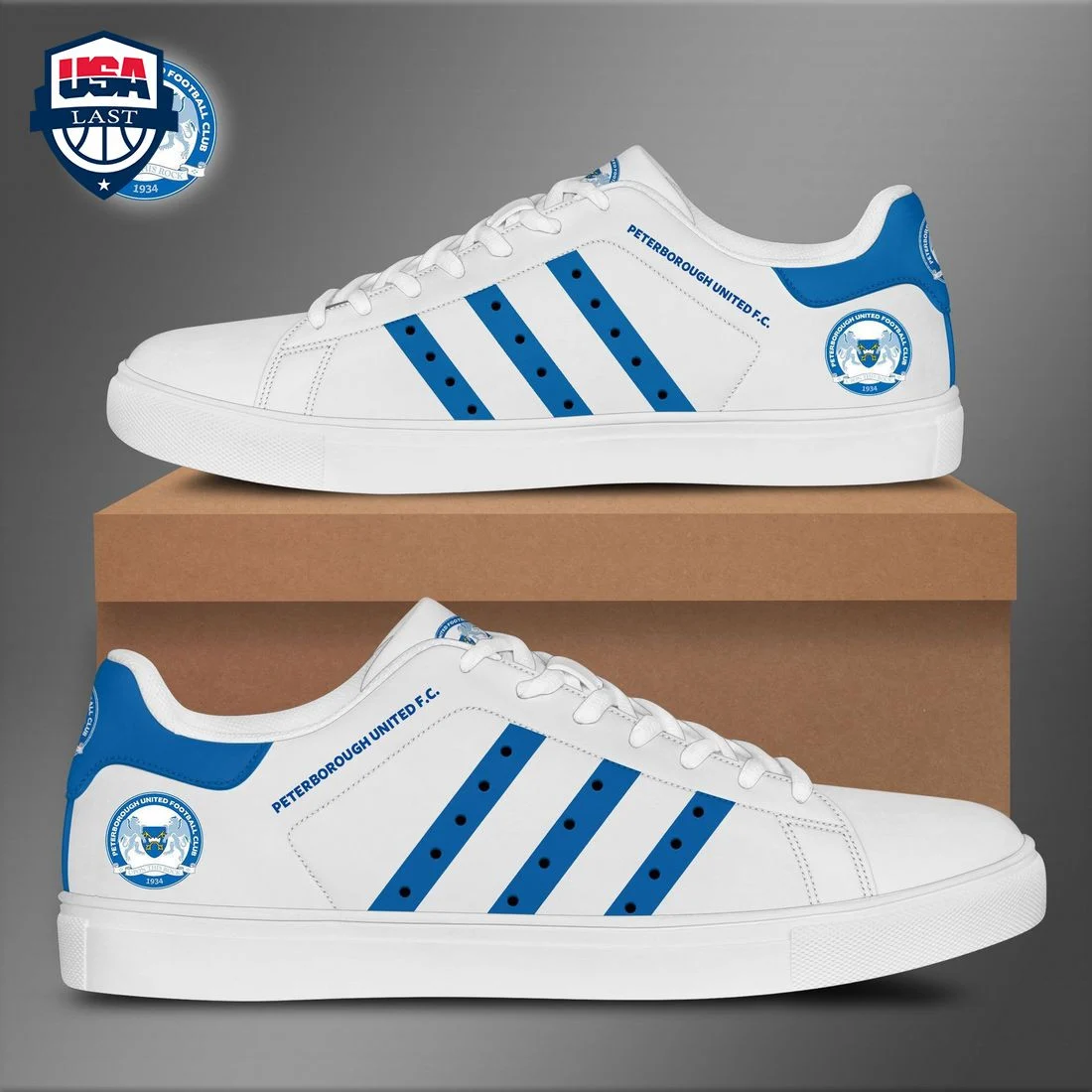 EFL Peterborough United FC Navy Stripes Stan Smith Shoes , Trendy Style Sneakers ST0801